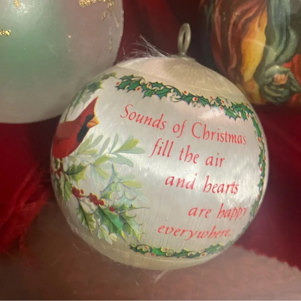 Lot of 3 Vintage / Modern Christmas Ball Ornaments Satin, Glass, 1992 Patricia
